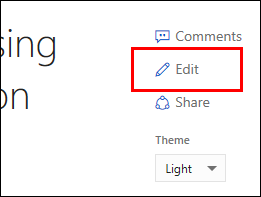 GitHub Web, showing the Edit link