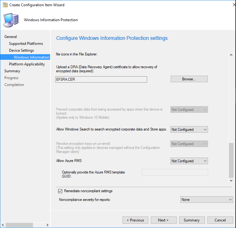 Create Configuration Item wizard, Choose any additional, optional settings