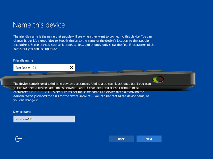 Image showing Name this device page.