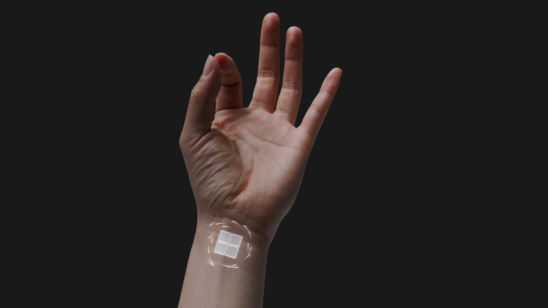 Image that shows the Start icon and the one-handed start gesture