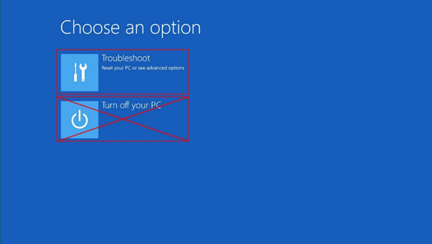 Screenshot of Troubleshoot