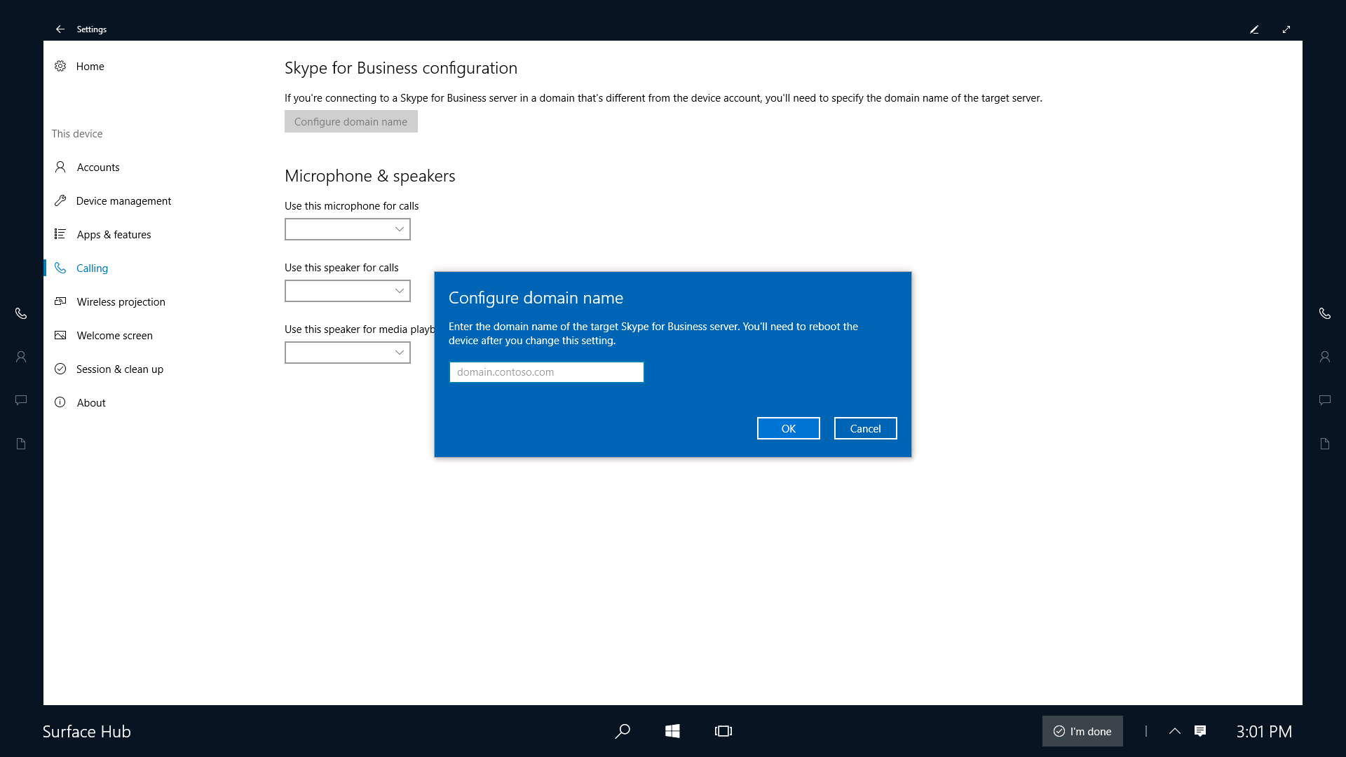 Add Skype for Business FQDN to Settings