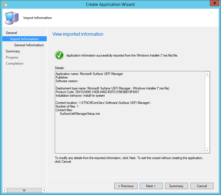 Information from Surface UEFI Manager setup is automatically parsed
