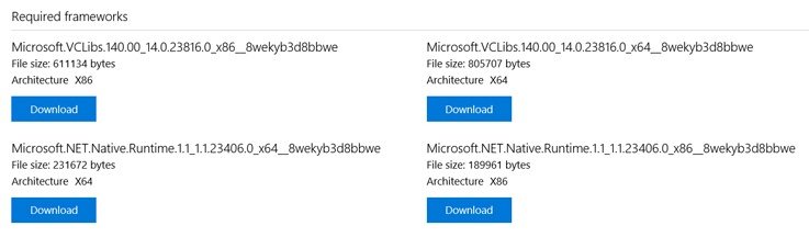 Required frameworks for the Surface app