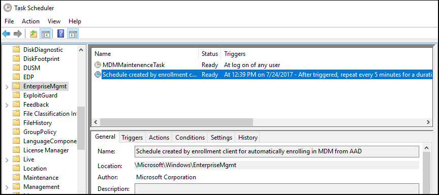Auto-enrollment scheduled task