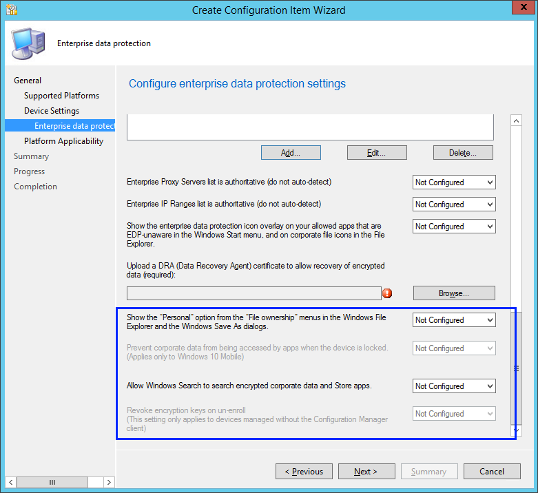 Create Configuration Item wizard, Choose any additional, optional settings