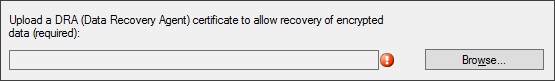 Create Configuration Item wizard, Add a data recovery agent (DRA) certificate