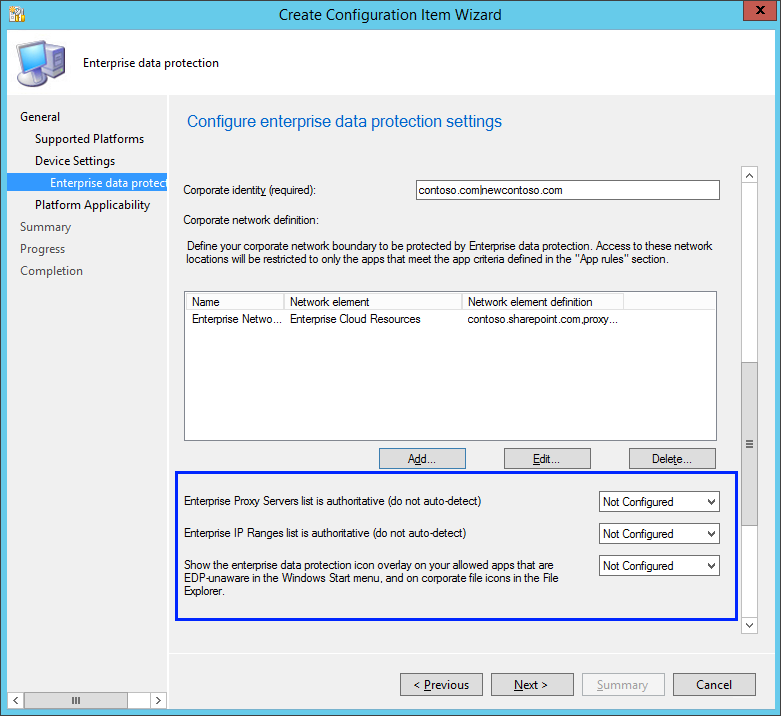 Create Configuration Item wizard, Add whether to search for additional network settings