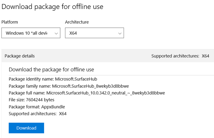 Example of the AppxBundle package