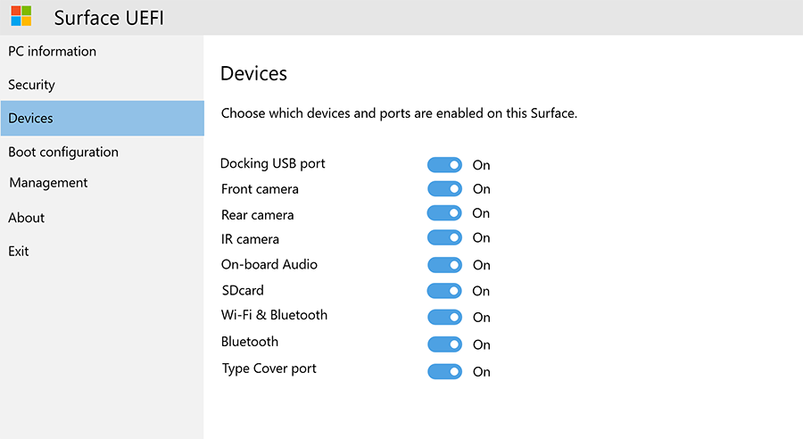 Enable and disable specific devices