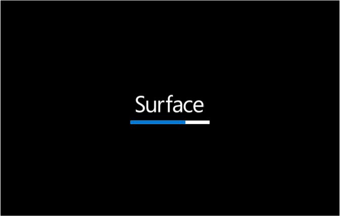 Surface UEFI firmware update with blue progress bar