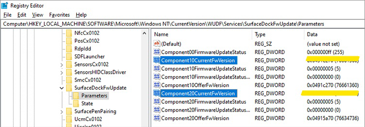 Surface Dock Firmware Update installation process