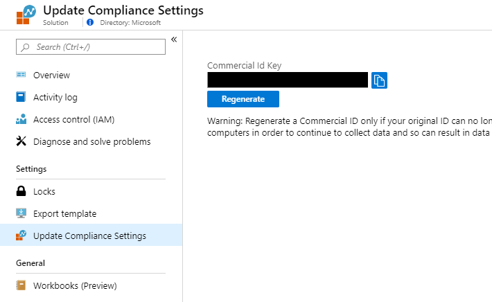 Update Compliance Settings page
