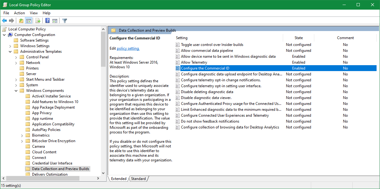 Commercial ID Group Policy location