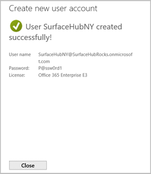 Confirmation screen for creating a new account.