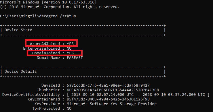 Auto-enrollment device status result