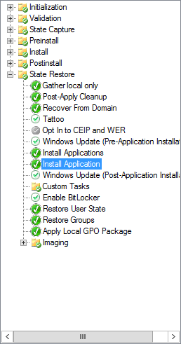A new Install Application step in the deployment task sequence