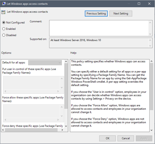 App privacy Group Policy