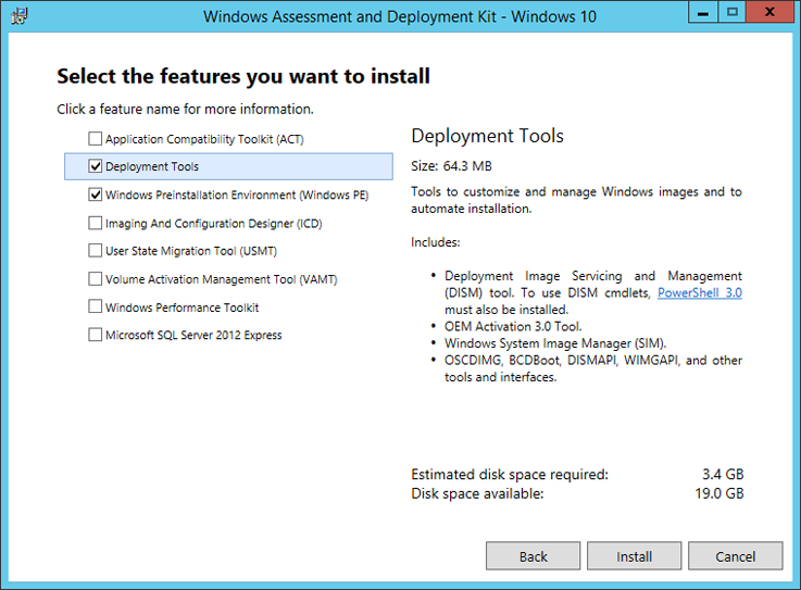 Required options for deployment with MDT