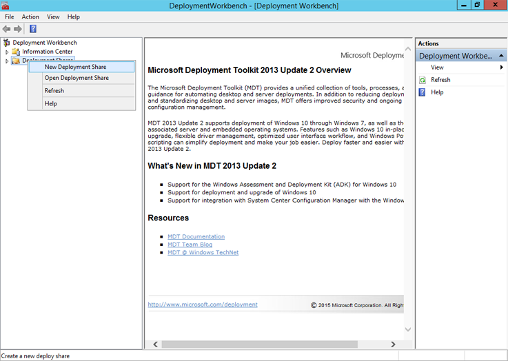 The MDT Deployment Workbench