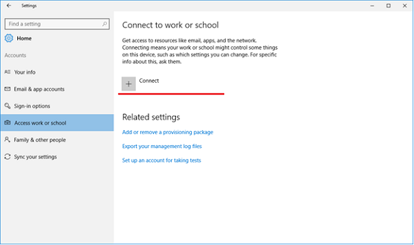 connect to work or to school