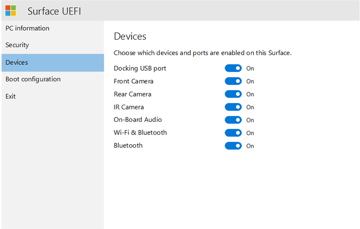 Enable and disable specific devices