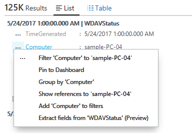 Click the elipsis icon to instantly filter by the selected label