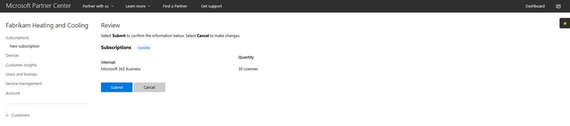 Review the new subscription to Microsoft 365 Business