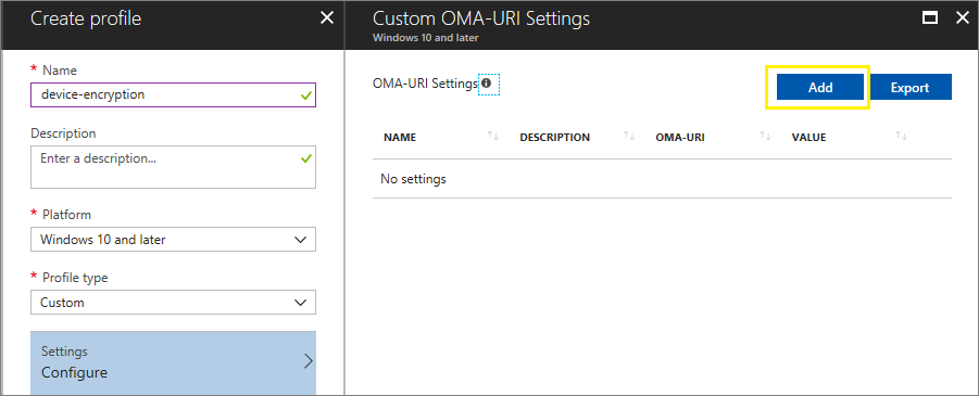 Intune custom setting screen