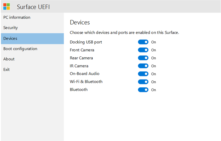 Enable and disable specific devices