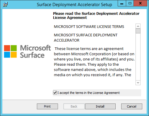 Surface Deployment Accelerator setup