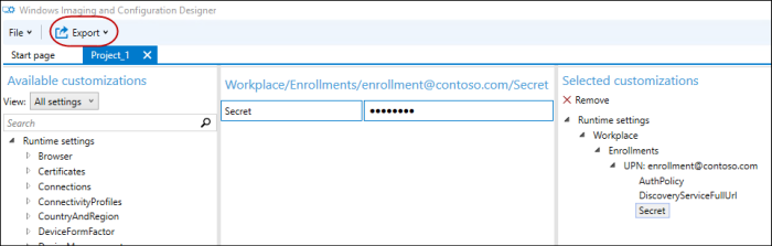 icd menu for export