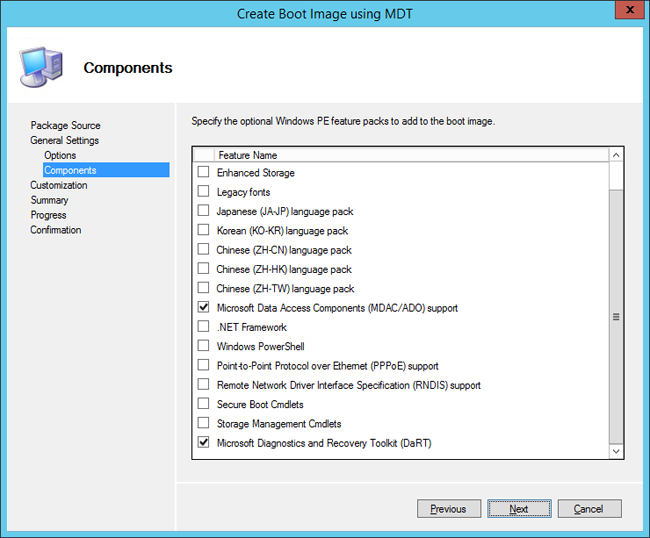 Add the DaRT component to the Configuration Manager boot image
