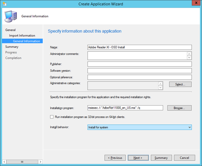 Add the OSD Install suffix to the application name
