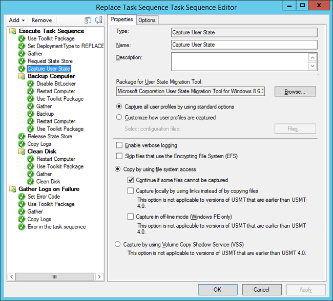 The back-up only task sequence