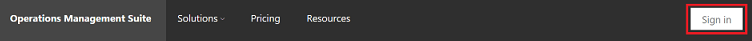 Operations Management Suite bar with sign-in button