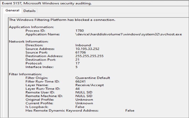 Quarantine default.