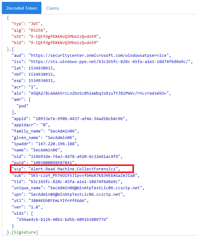 Image of token validation