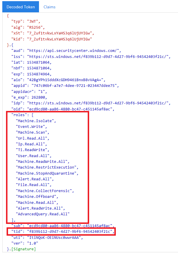 Image of token validation