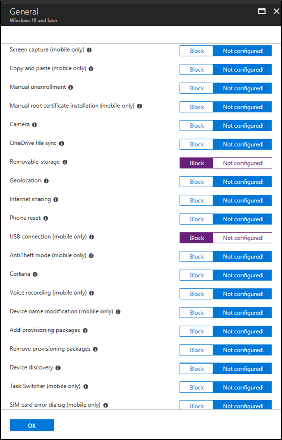General settings