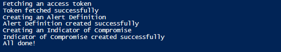 Image of the script running