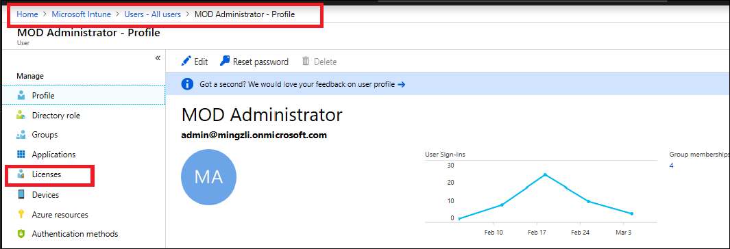 Intune license verification
