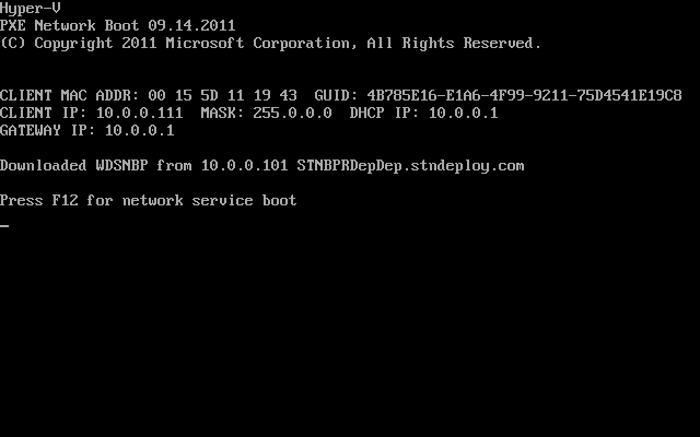 Start network boot by pressing the F12 key