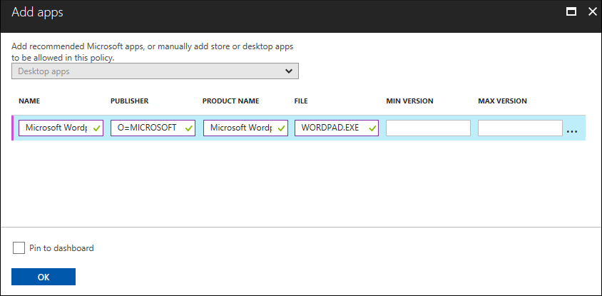 Microsoft Intune management console: Adding Desktop app info