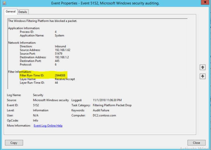 Screenshot of Event Properties.