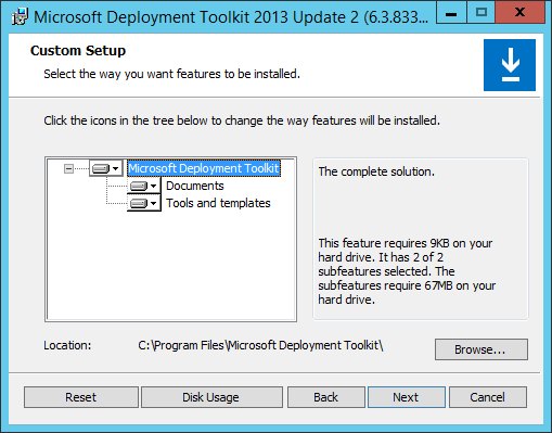 MDT installation with default options