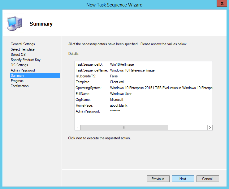 Create new task sequence to deploy and update a Windows 10 reference environment