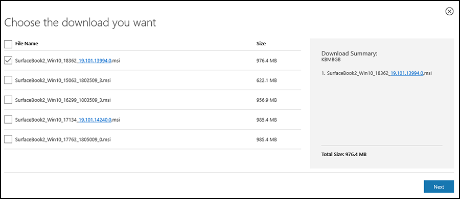 Figure 1. Downloading Surface updates