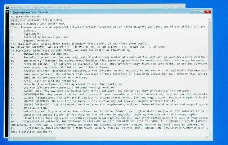 Booting the Microsoft Surface Data Eraser USB stick