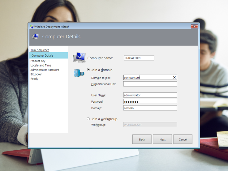 Computer name and domain credentials